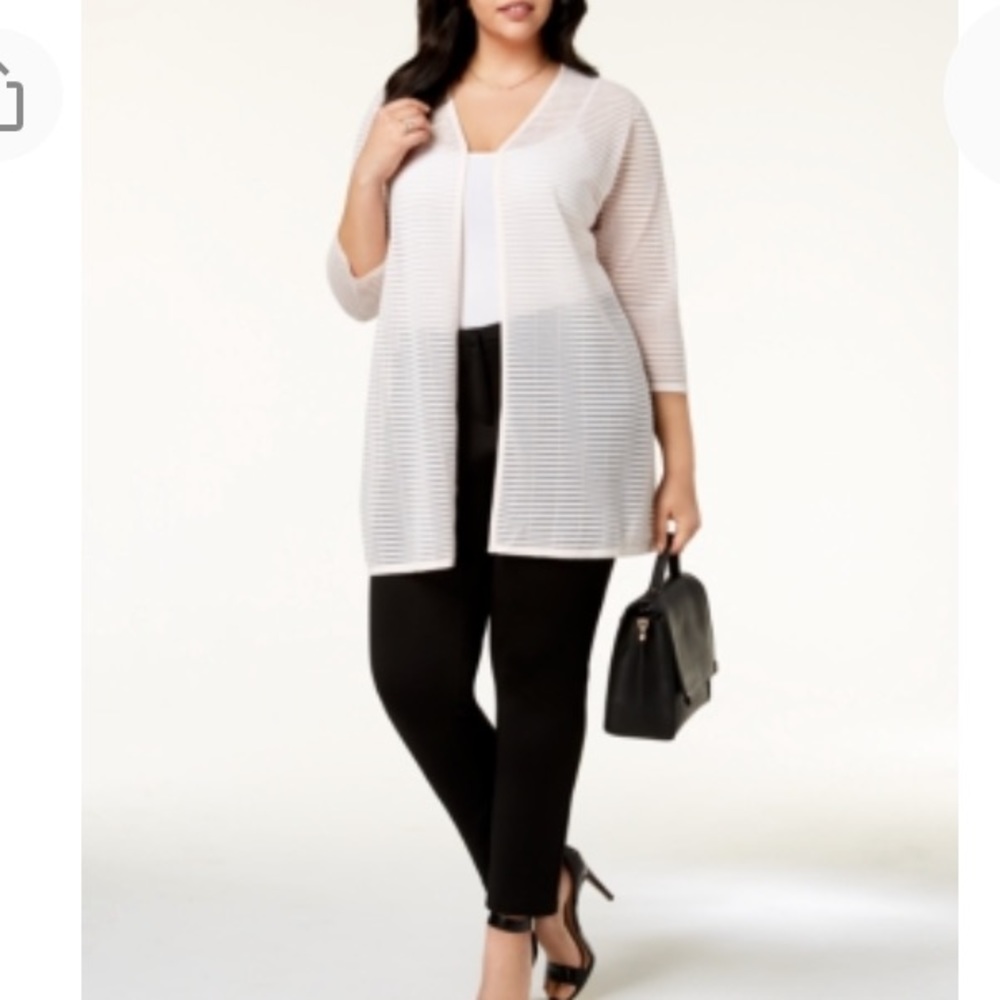 NEW Alfani Plus Size Sheet Striped Duster Cardigan Top, Size 2X, Peach